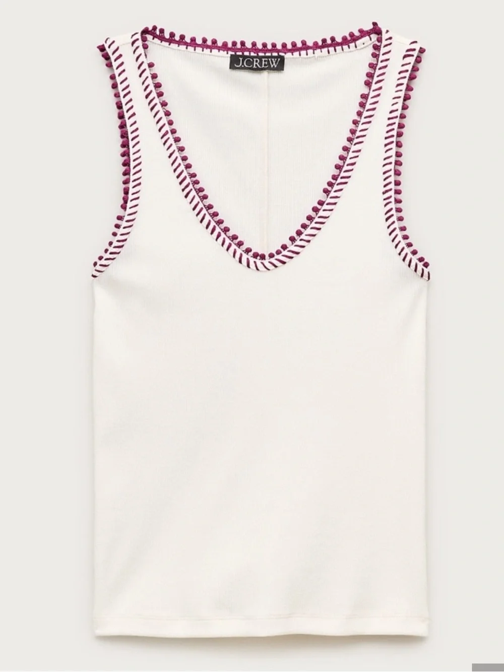 J Crew Perfect rib V-neck tank top with hand-stitched trim